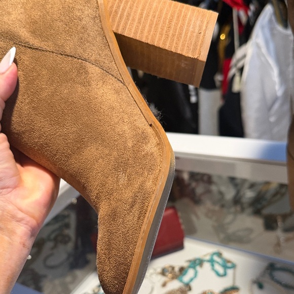 Vici Camel Suede Heeled Boots - Picture 5 of 8